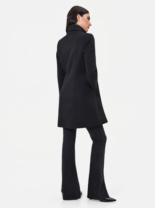 Black Coat with Quilted Insert and Gold Buttons