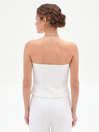 Top bianco bustier in cadi