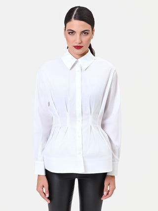 White Cotton Corset-Effect Shirt