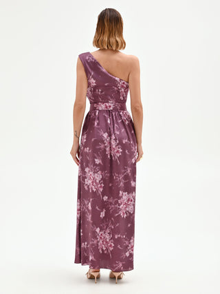 Floral-Print Burgundy Maxi Dress