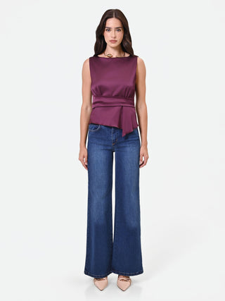 Asymmetrical Burgundy Satin Top