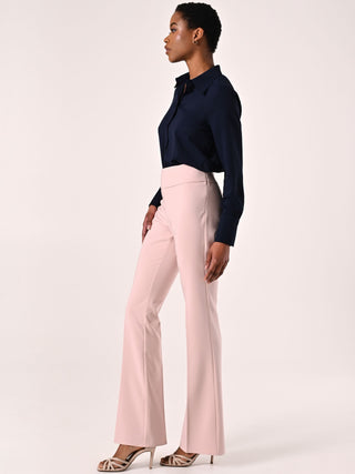 Pantaloni in Tessuto Tecnico Rosa Chiaro con Fascione in Vita