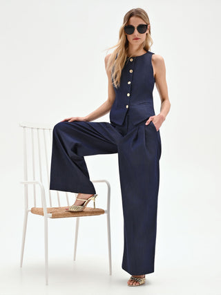 Pantaloni jeans palazzo blu
