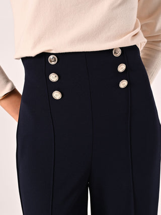 Blue Trousers with Sailor-style Buttons