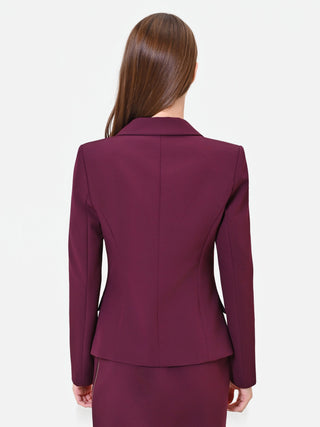 Burgundy Red Fitted Jacket with Peak Lapels