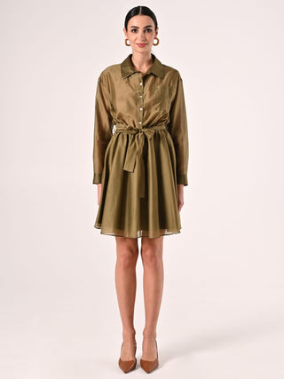 Robe en viscose organza vert militaire