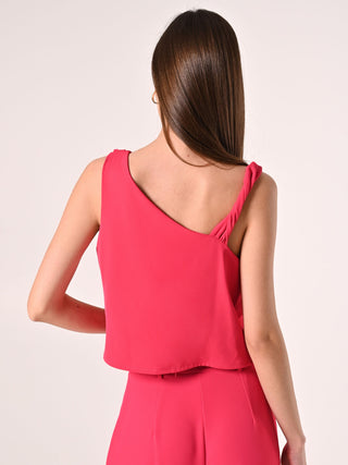 Fuchsia Top with Asymmetric Straps