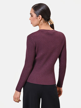 Burgundy Viscose Top with Sheer Details