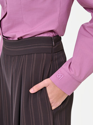 Camicia in cotone rosa antico con pinces