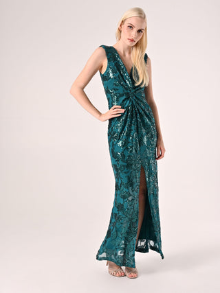 Longue robe vert royal à paillettes