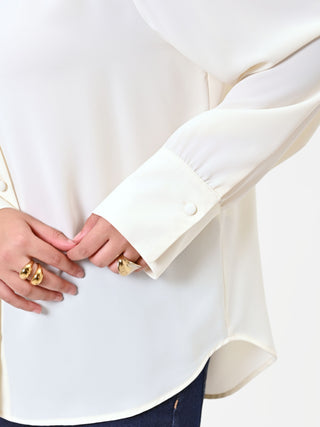 Camicia Curvy panna con colletto gioiello