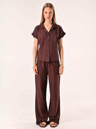 Chocolate Boxy Shirt in Linen Cotton