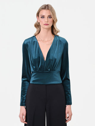 Petrol Green Wrap Blouse