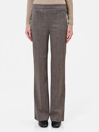Pantalone dritto tortora beige motivo spigato