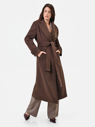 Dark Brown Belted Wrap Coat
