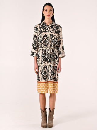 Chemise Dress in Ethnic-print Viscose