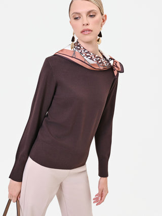 Maglia scollo a barchetta moro marrone