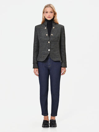 Structured Military Green Basketweave Jacket