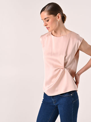 Pink Satin Sleeveless Top