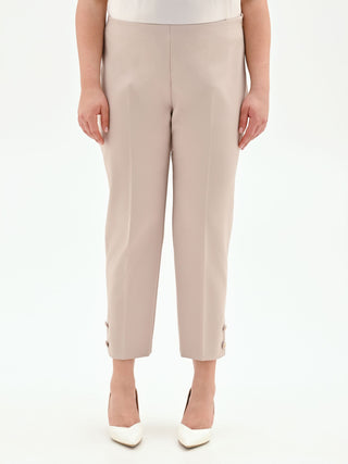 Pantalone Curvy tortora beige in tessuto tecnico