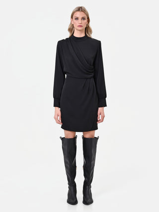 Brown Asymmetrical Draped Sheath Dress