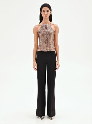 Bronze Paillette Halter Top