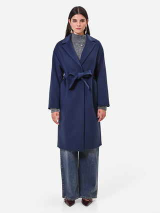 Navy Blue Wrap Coat