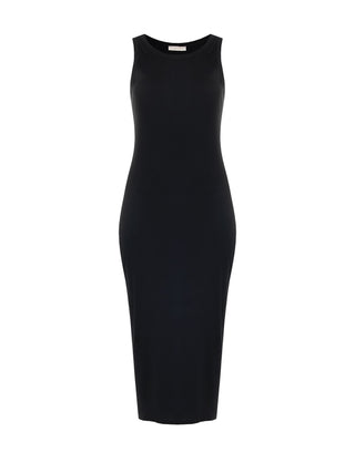 Abito Curvy in Cotone a Costine Nero