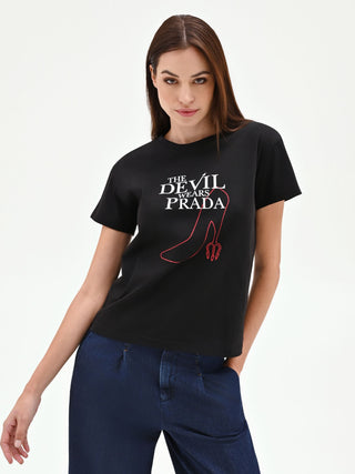 Camiseta negra de algodón 'The Devil Wears Prada'
