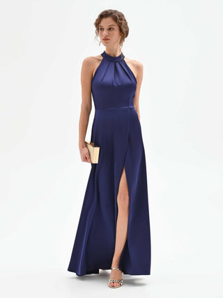 Indigo Blue atelier Gown with Draped High Neck Rinascimento Indigo Blue atelier Gown with Draped High Neck Rinascimento