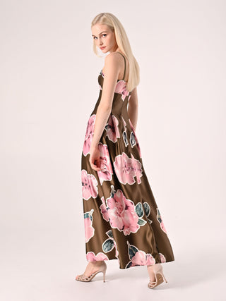 Robe avec jupe corolle imprimé fleuri