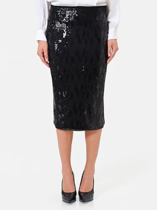 Black Sequin Midi Skirt