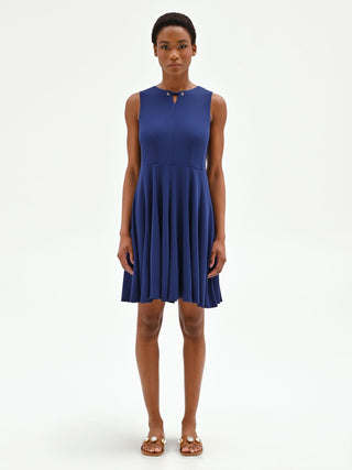 Abito blu fit and flare con scollo a goccia