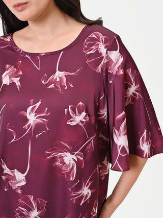 Blusa Curvy bordeaux con maniche a campana