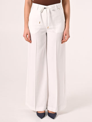 Loose Trousers in White Viscose