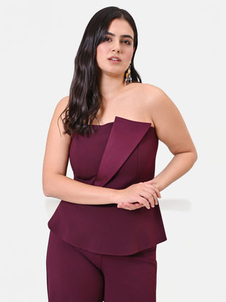 Top Curvy  bustier bordeaux rosso con baschina