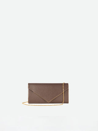 Pochette marrone con texture glitterata