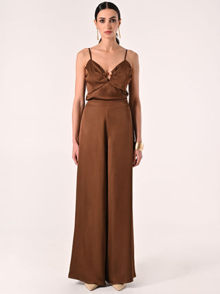 Pantaloni in Raso Marrone