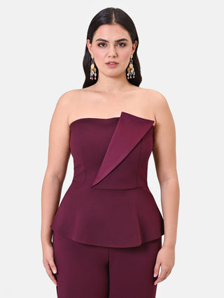Top Curvy  bustier bordeaux rosso con baschina
