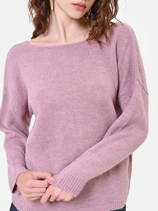 Pullover in Altrosa mit U-Boot-Ausschnitt