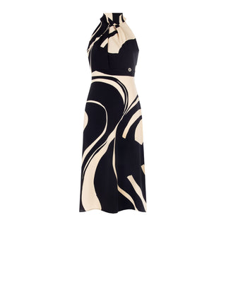 Black & Beige Optical Print Dress