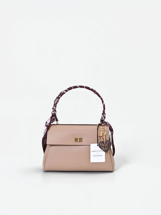 Borsa a mano tortora beige con foulard