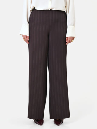 Pantalone Curvy gessato testa di moro a gamba larga