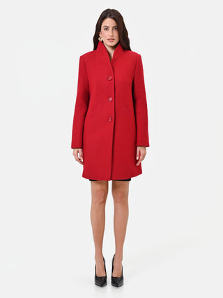 Manteau rouge à simple boutonnage et col officier