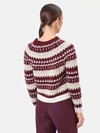 Jersey burdeos jacquard con motivos geométricos