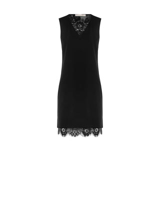 Tubino Nero con Inserti in Pizzo