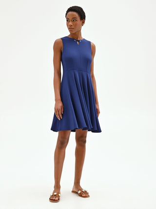 Blue Fit-and-Flare Dress with Keyhole Neckline Rinascimento Blue Fit-and-Flare Dress with Keyhole Neckline Rinascimento