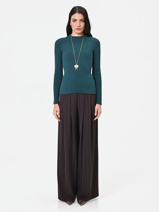 Petrol Green Ribbed Viscose Sweater