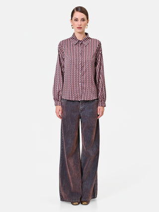 Camicia bordeaux con micro fantasia geometrica