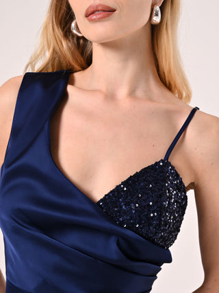 Long Blue Dress with Sequins